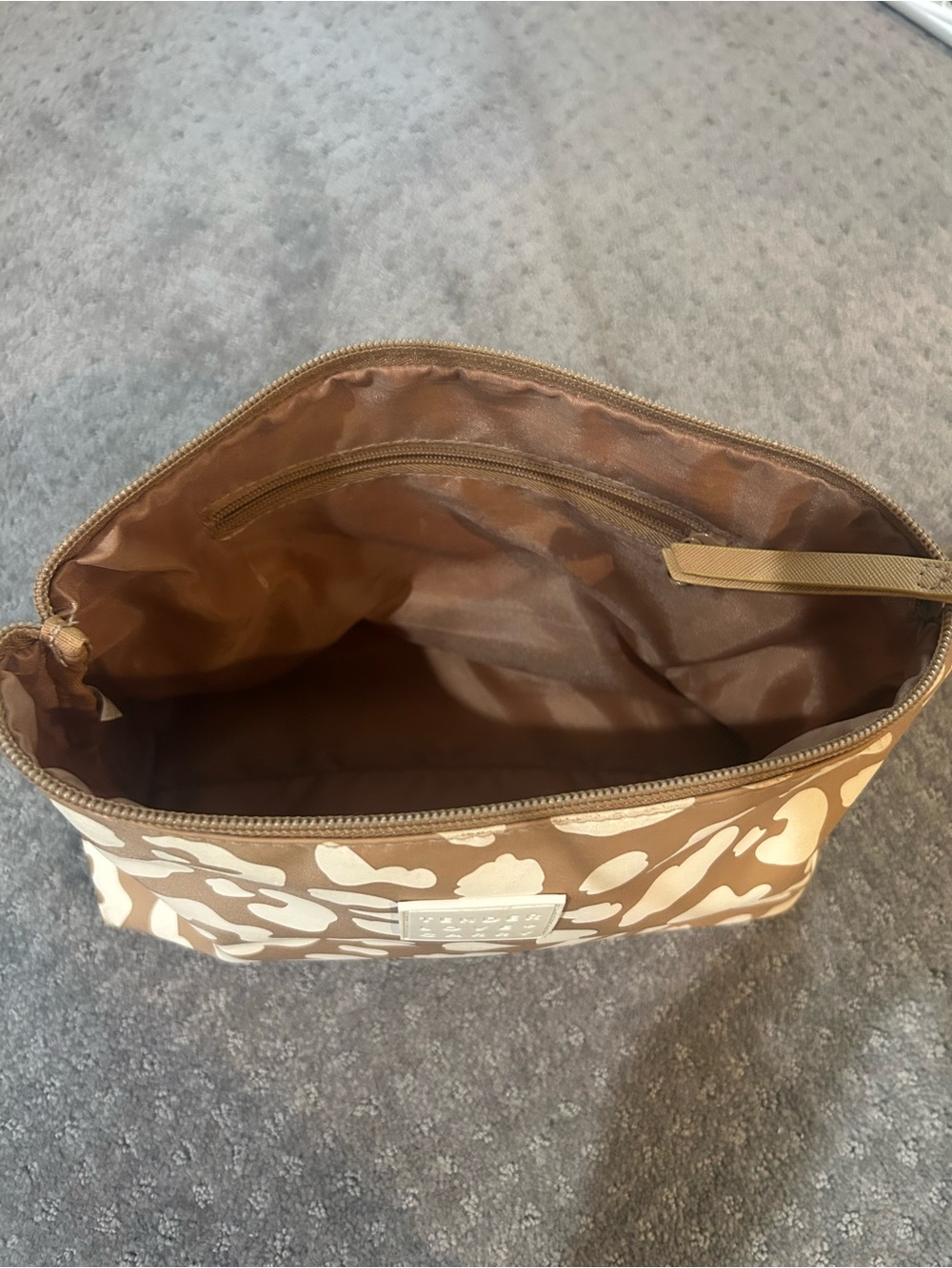 Travel Cosmetic Pouch in Beige and Cream